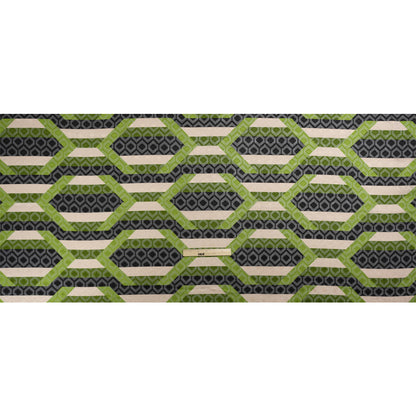 Geometric Burnout Polyester Woven Print - Green Hexagon Stripes - Mood Exclusive Archers Cay Drape