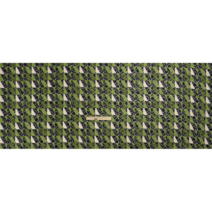 Geometric Burnout Polyester Woven Print - Green Divided Squares - Mood Exclusive Healthshire Hills Drape