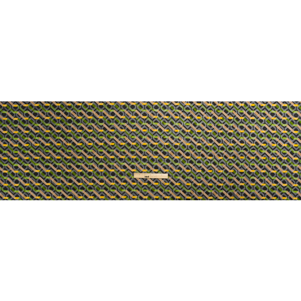 Geometric Burnout Polyester Woven Print - Green Zig Zags - Mood Exclusive Wicked Will Island Drape