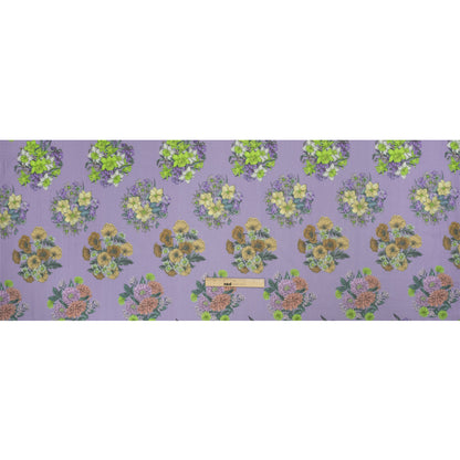 Crinkled Cotton Gauzy Woven Print - Light Purple Floral Bunches - Mood Exclusive Flower Shoppe Full