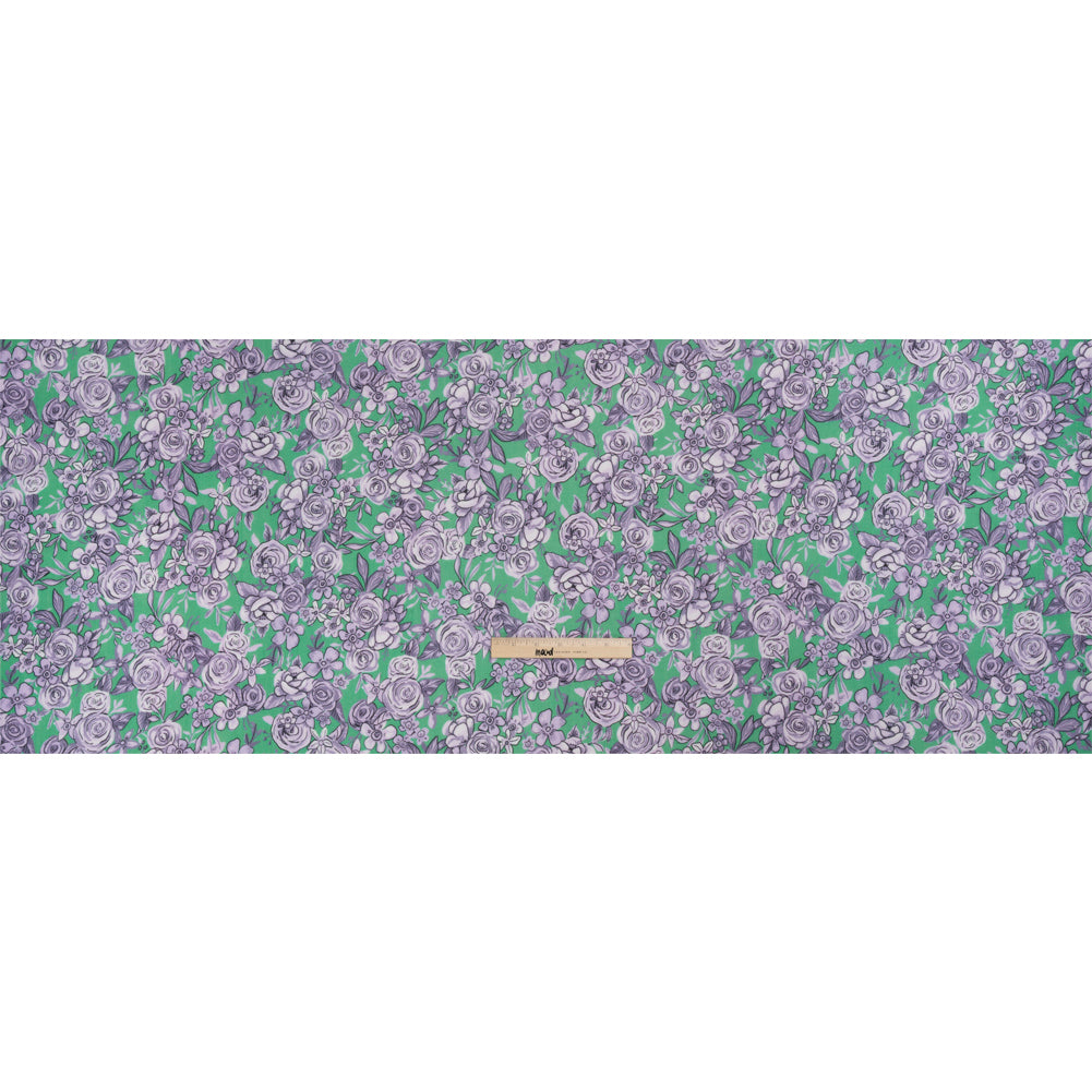 Crinkled Cotton Gauzy Woven Print - Lilac and Green Floral - Mood Exclusive Floral Farewell Full