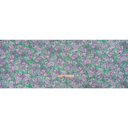 Crinkled Cotton Gauzy Woven Print - Lilac and Green Floral - Mood Exclusive Floral Farewell Full
