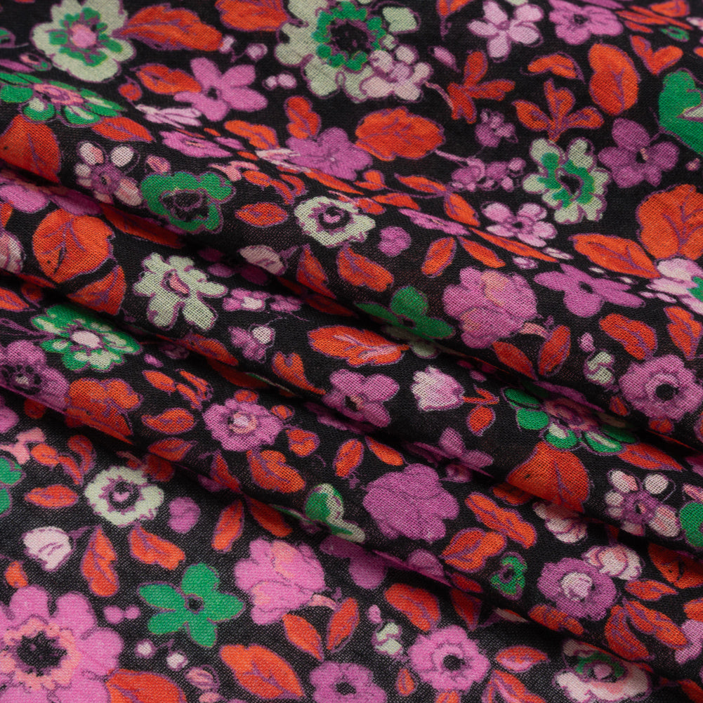 Crinkled Cotton Gauzy Woven Print - Red, Pink and Green Floral - Mood Exclusive The Perks of Being Folded
