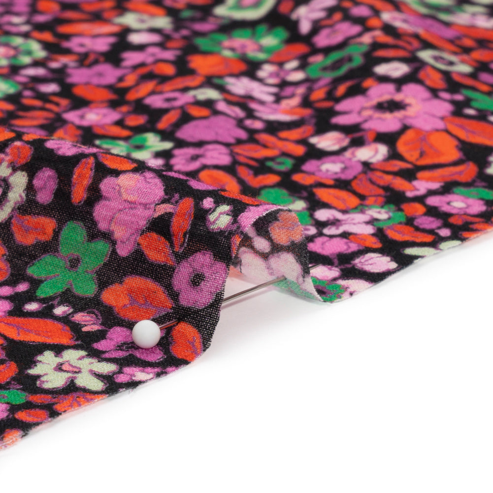 Crinkled Cotton Gauzy Woven Print - Red, Pink and Green Floral - Mood Exclusive The Perks of Being Detail