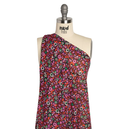 Crinkled Cotton Gauzy Woven Print - Red, Pink and Green Floral - Mood Exclusive The Perks of Being Drape