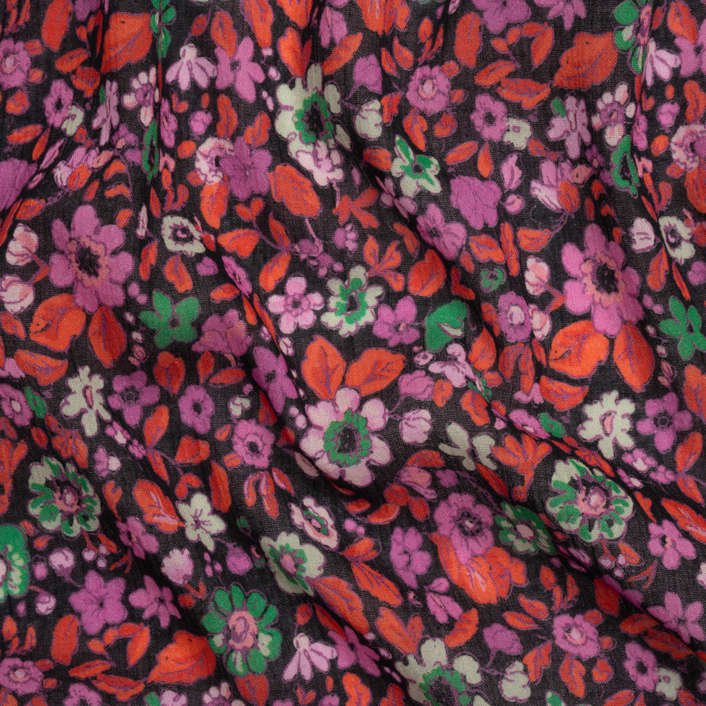 Crinkled Cotton Gauzy Woven Print - Red, Pink and Green Floral - Mood Exclusive The Perks of Being