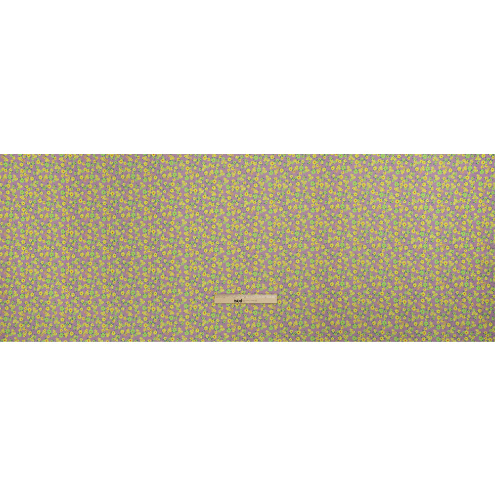 Crinkled Cotton Gauzy Woven Print - Yellow, Green and Lavender - Mood Exclusive Little Lillies Full