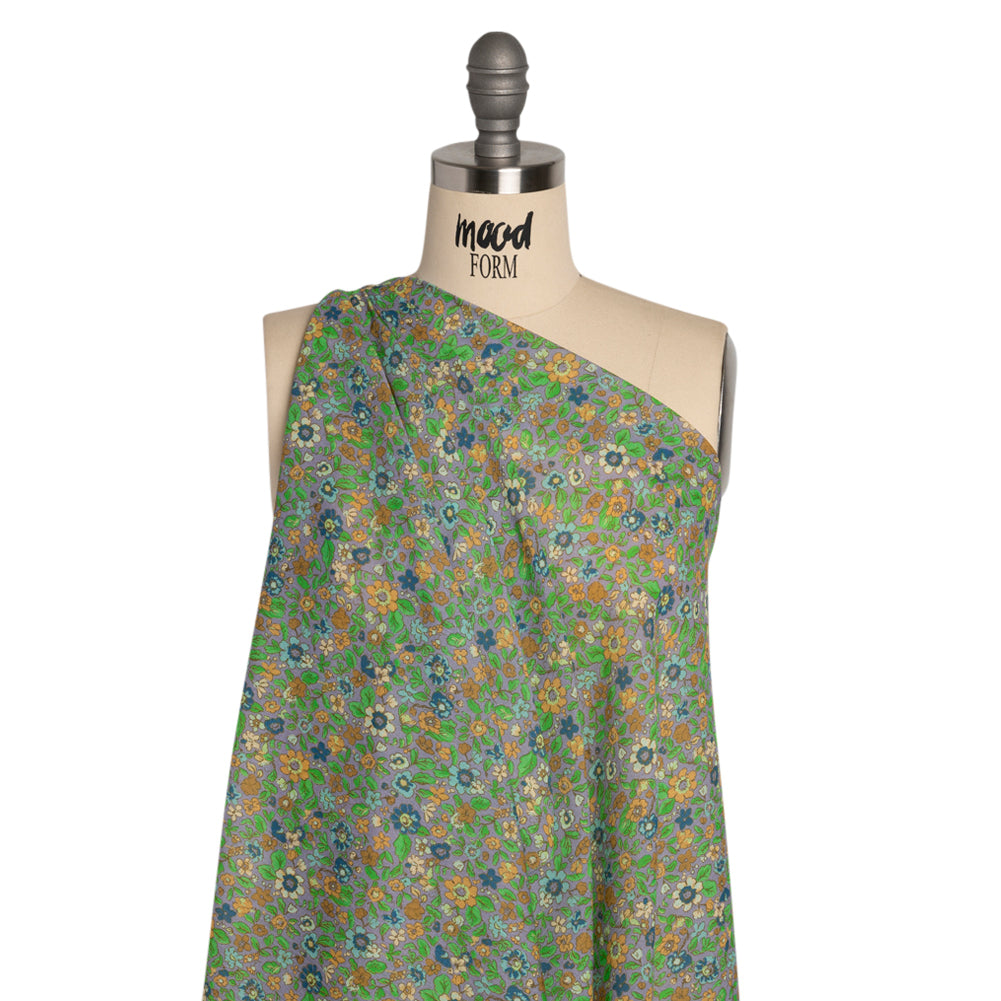 Crinkled Cotton Gauzy Woven Print - Green, Orange and Purple Floral - Mood Exclusive The Perks of Being Drape