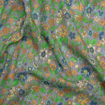 Crinkled Cotton Gauzy Woven Print - Green, Orange and Purple Floral - Mood Exclusive The Perks of Being