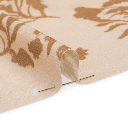Mood Exclusive Beige Sprouting Sprigs Crinkled Gauzy Viscose Crepe Folded