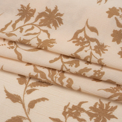 Mood Exclusive Beige Sprouting Sprigs Crinkled Gauzy Viscose Crepe Full
