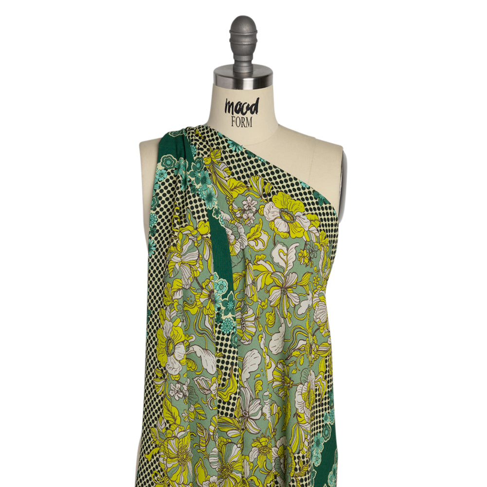 Mood Exclusive Green In Her Hair Crinkled Gauzy Viscose Crepe Panel Detail