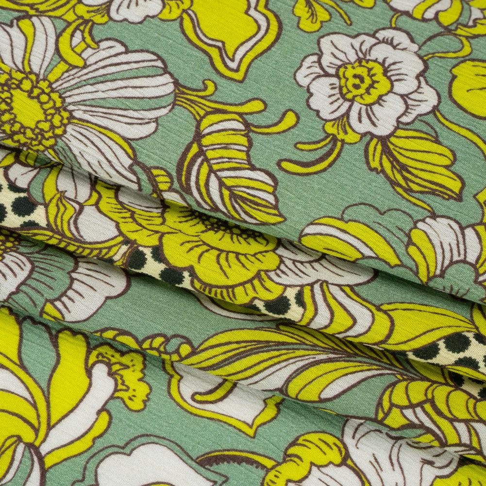 Mood Exclusive Green In Her Hair Crinkled Gauzy Viscose Crepe Panel Full
