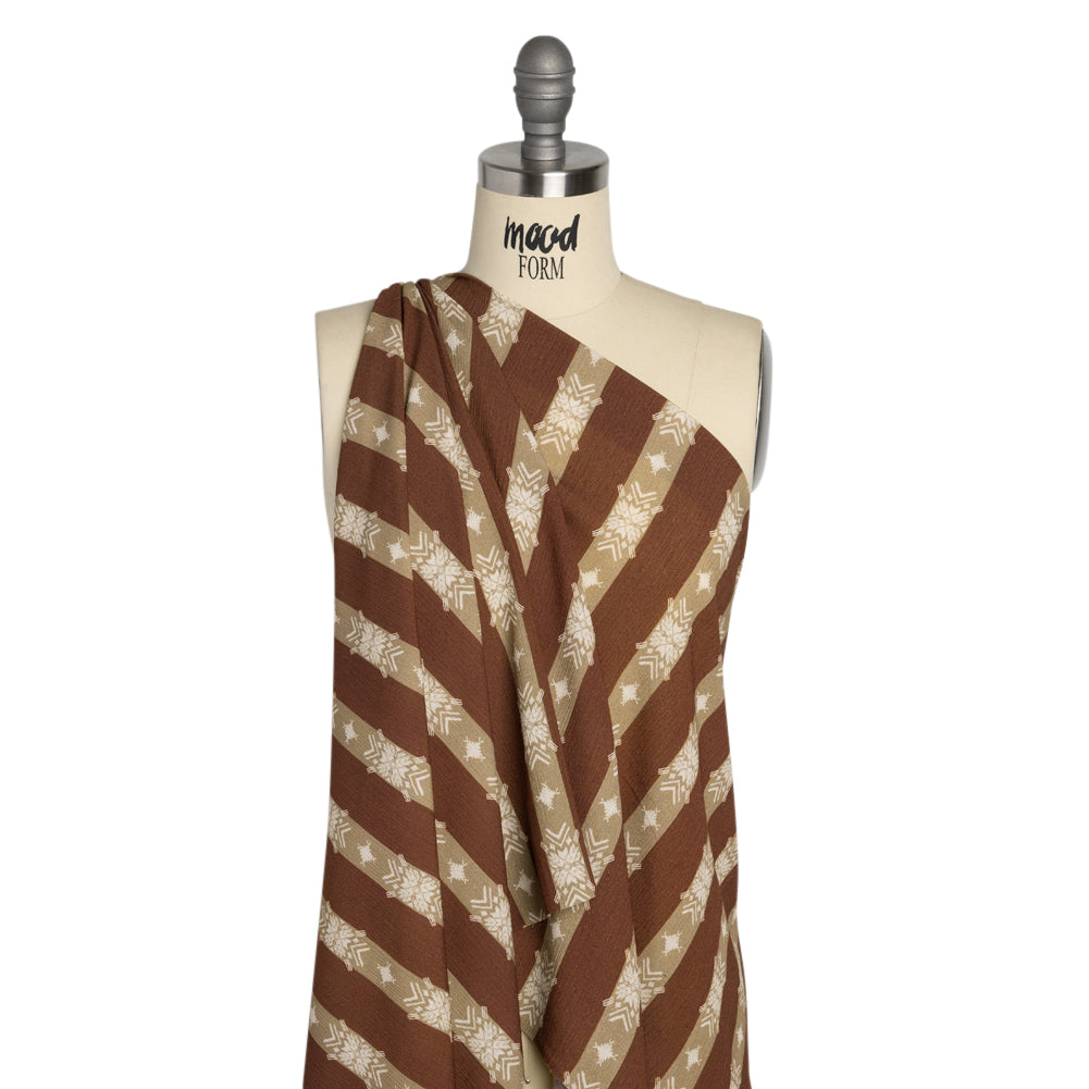 Mood Exclusive Brown Woven in Time Crinkled Gauzy Viscose Crepe Detail