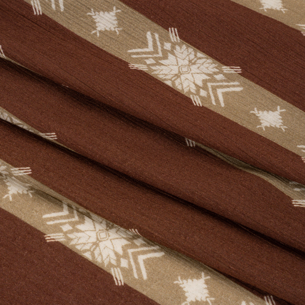 Mood Exclusive Brown Woven in Time Crinkled Gauzy Viscose Crepe Full