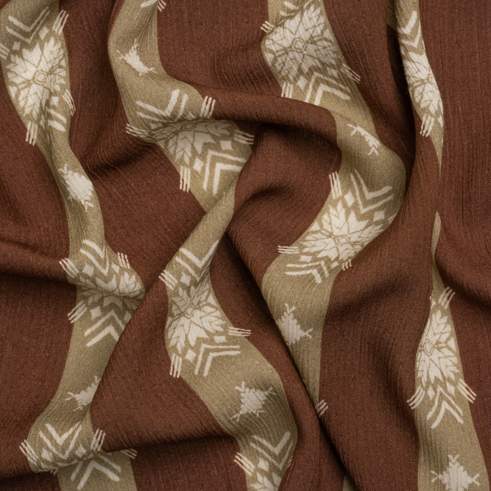 Mood Exclusive Brown Woven in Time Crinkled Gauzy Viscose Crepe