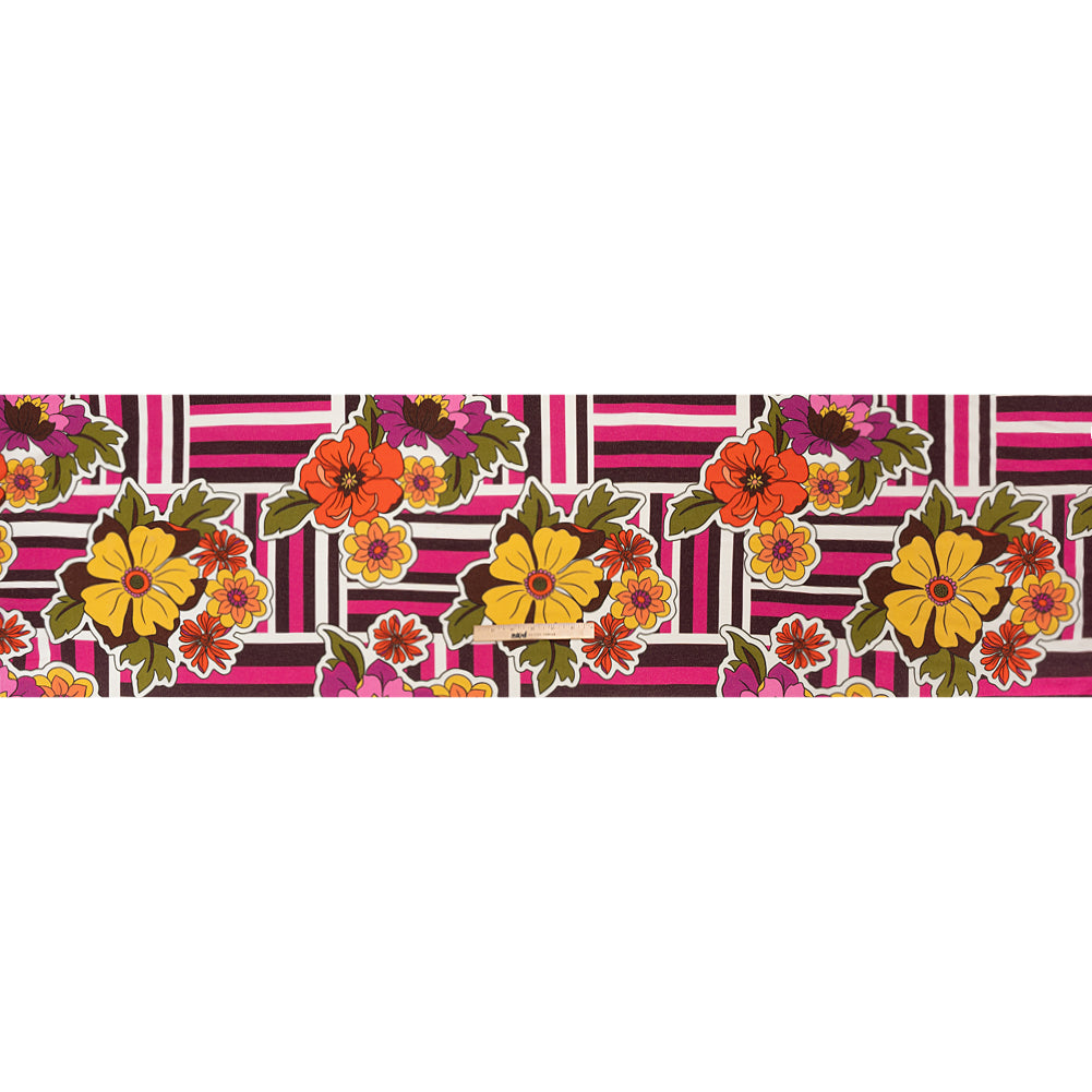 Metallic Viscose Woven Print - Pink Stripes and Florals - Mood Exclusive Countess Clarissa Full