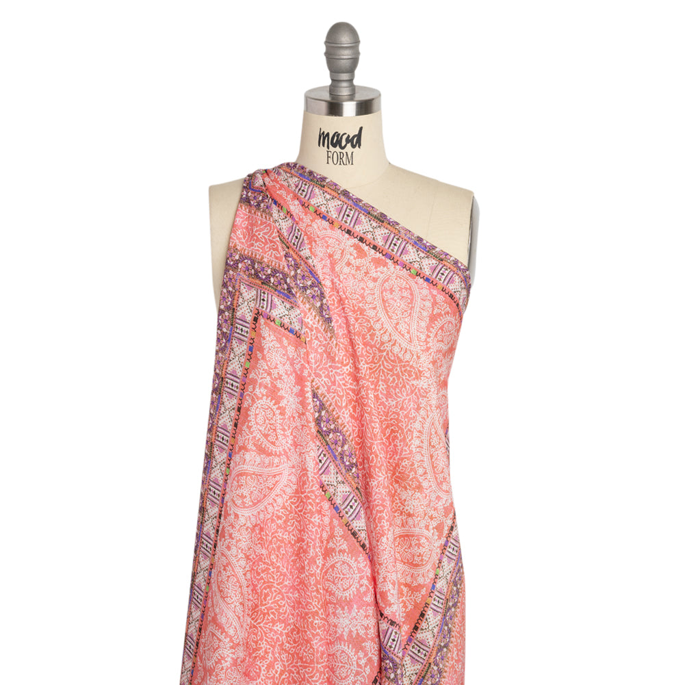 Mood Exclusive Pink Bandana Bonanza Metallic Striped Viscose Dobby Detail