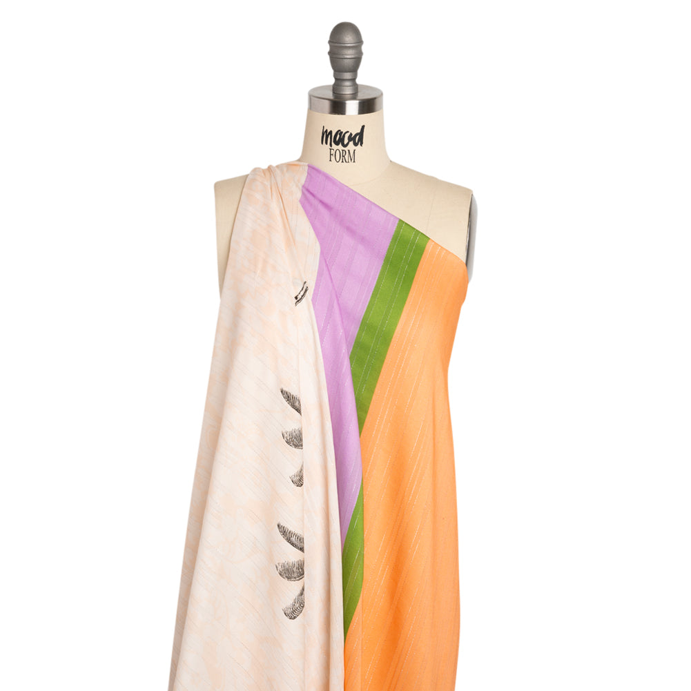 Mood Exclusive Light Peach Pairs of Palm Metallic Striped Viscose Dobby Detail