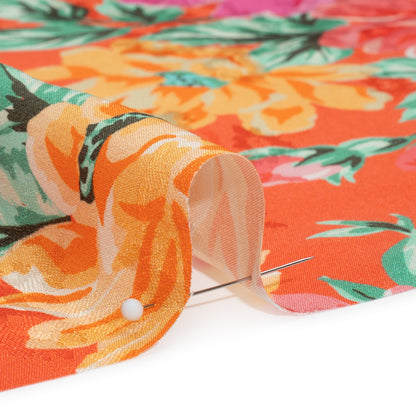 Floral Viscose Jacquard Print - Orange Floral - Mood Exclusive Downright Dalloway Folded