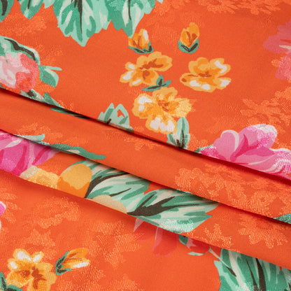 Floral Viscose Jacquard Print - Orange Floral - Mood Exclusive Downright Dalloway Full