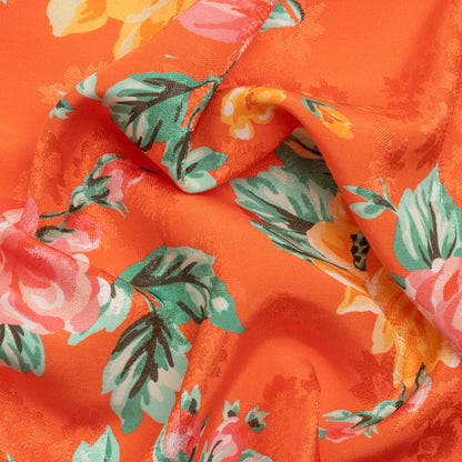 Floral Viscose Jacquard Print - Orange Floral - Mood Exclusive Downright Dalloway