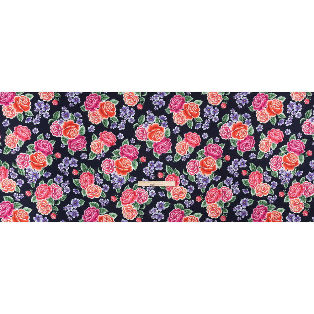 Mood Exclusive Midnight Bountiful Bushes Slubbed Gauzy Cotton Woven Full