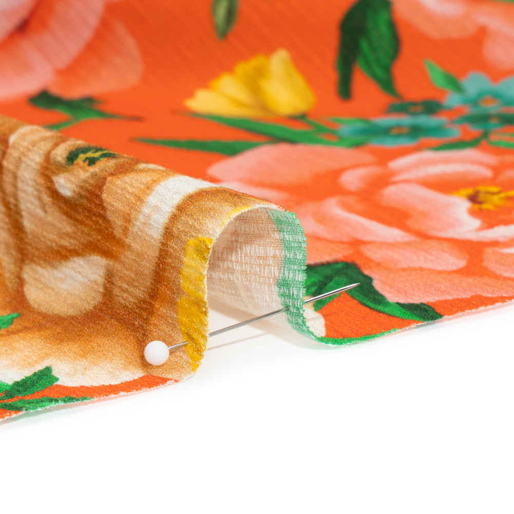 Mood Exclusive Orange Rose Dawn Slubbed Gauzy Cotton Woven Detail