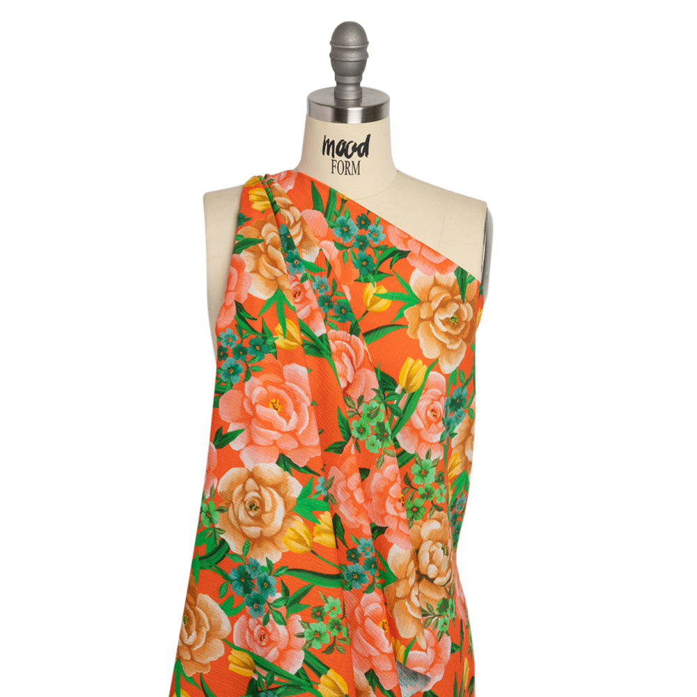 Mood Exclusive Orange Rose Dawn Slubbed Gauzy Cotton Woven Drape