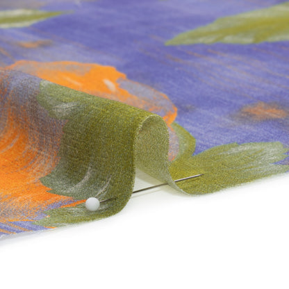 Mood Exclusive Blue Clementines and Lavender Cotton Crepe Detail