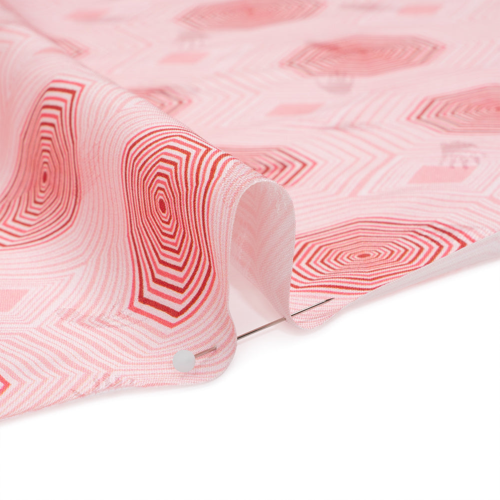Hands Viscose Jacquard Print - Pink Geometric - Mood Exclusive Retro Reverb Folded