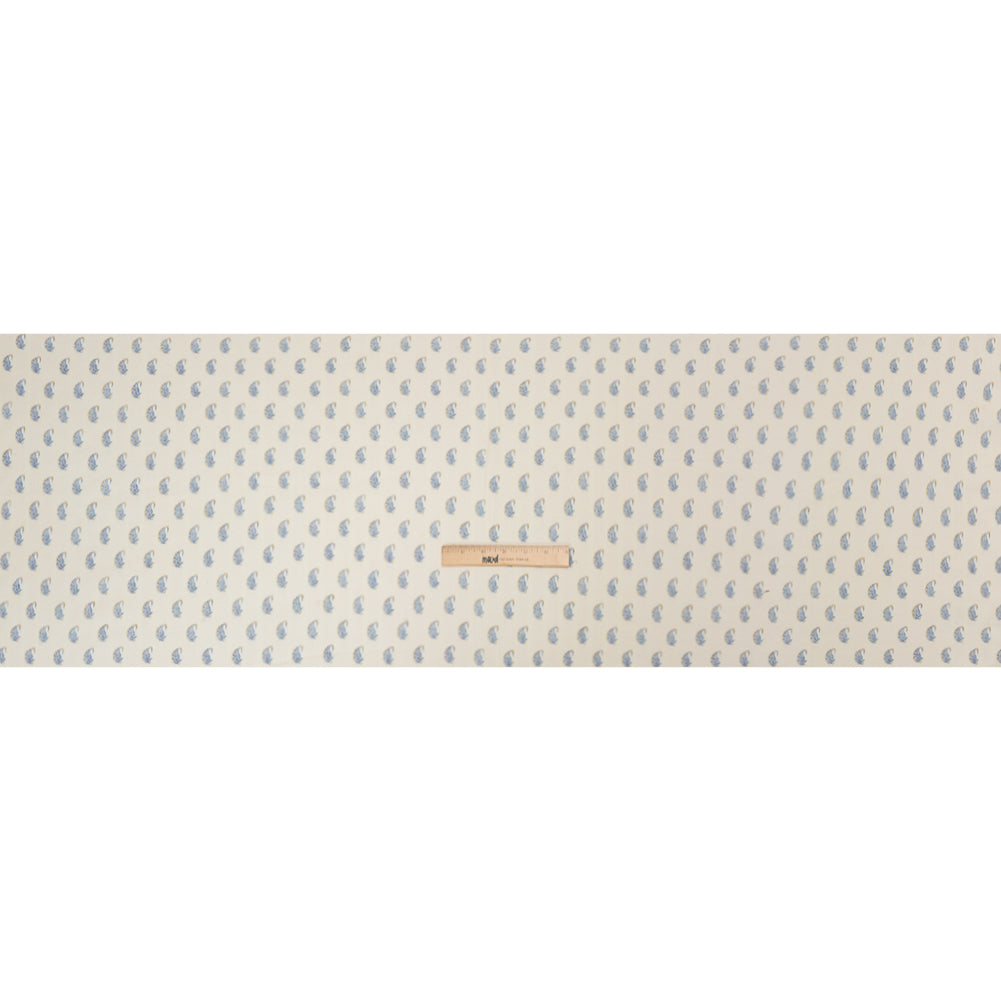 Crinkled Cotton Gauzy Woven Print - Cream and Blue Paisley - Mood Exclusive Bit of Bloom Full