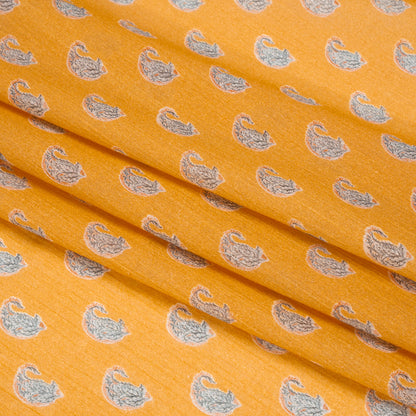 Crinkled Cotton Gauzy Woven Print - Mango Orange and Blue Paisley - Mood Exclusive Bit of Bloom Folded