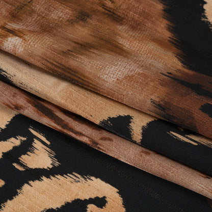 Striped Viscose Jacquard Print - Brown and Black Floral Ikat - Mood Exclusive Some Semblance Full