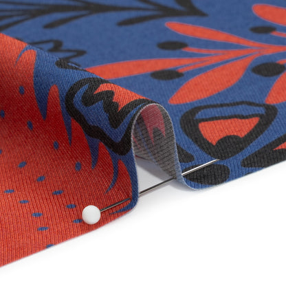 Mood Exclusive Blue Feathered Folklore Sustainable Viscose and Polyester Twill Folded