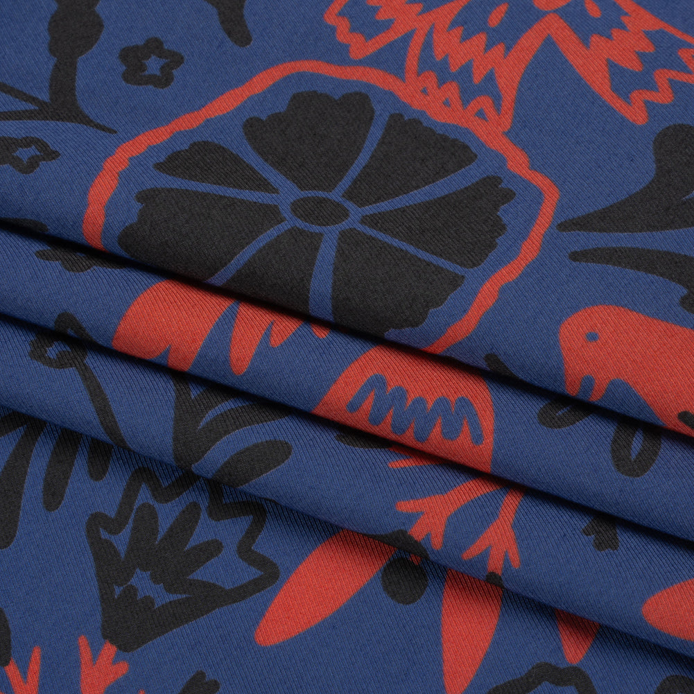 Mood Exclusive Blue Feathered Folklore Sustainable Viscose and Polyester Twill Full