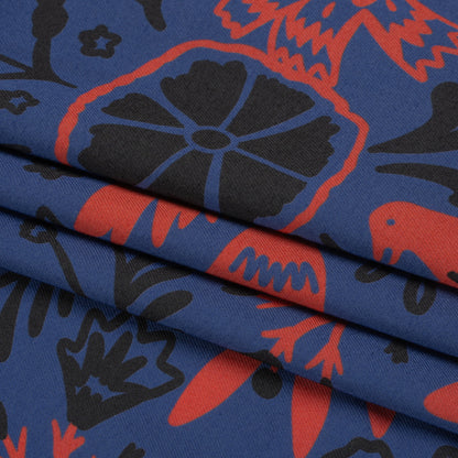Mood Exclusive Blue Feathered Folklore Sustainable Viscose and Polyester Twill Full