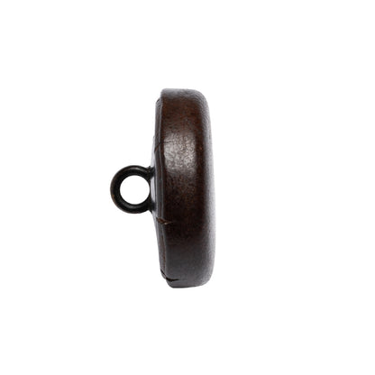 Italian Brown Flat Top Leather Shank Back Button - 36L/23mm Folded