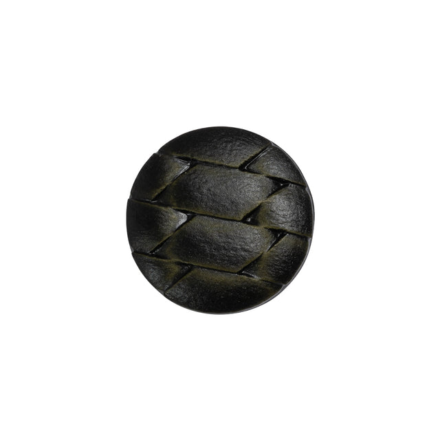 Italian Dark Olive Geometric Engraved Shank Back Plastic Button - 28L/18mm