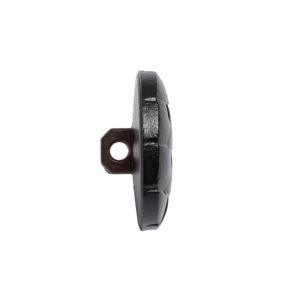 Italian Brown Geometric Engraved Shank Back Plastic Button - 36L/23mm Folded