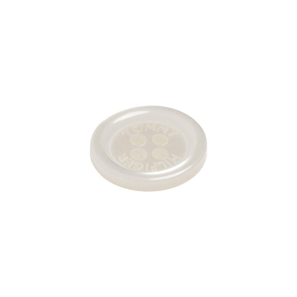 Tommy Hilfiger White Plastic 4-Hole Button - 24L/15mm Folded