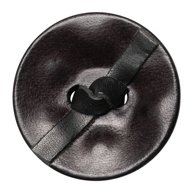 Black Knotted Leather Button - 60L/38mm