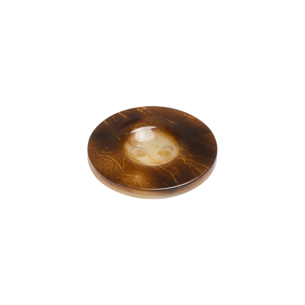 Italian Brown and Beige Abstract 2-Hole Plastic Button - 27L/17mm Folded