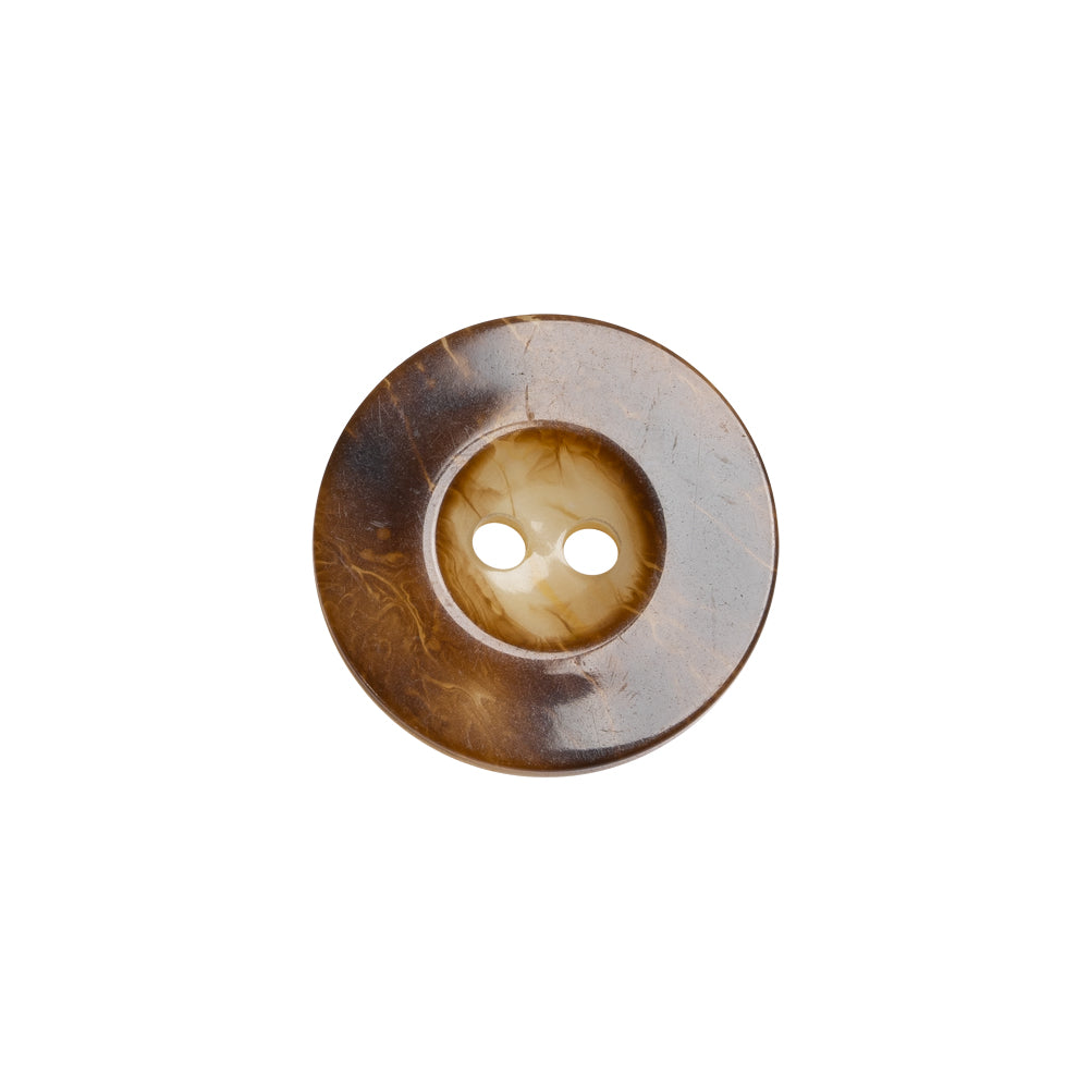 Italian Brown and Beige Abstract 2-Hole Plastic Button - 27L/17mm