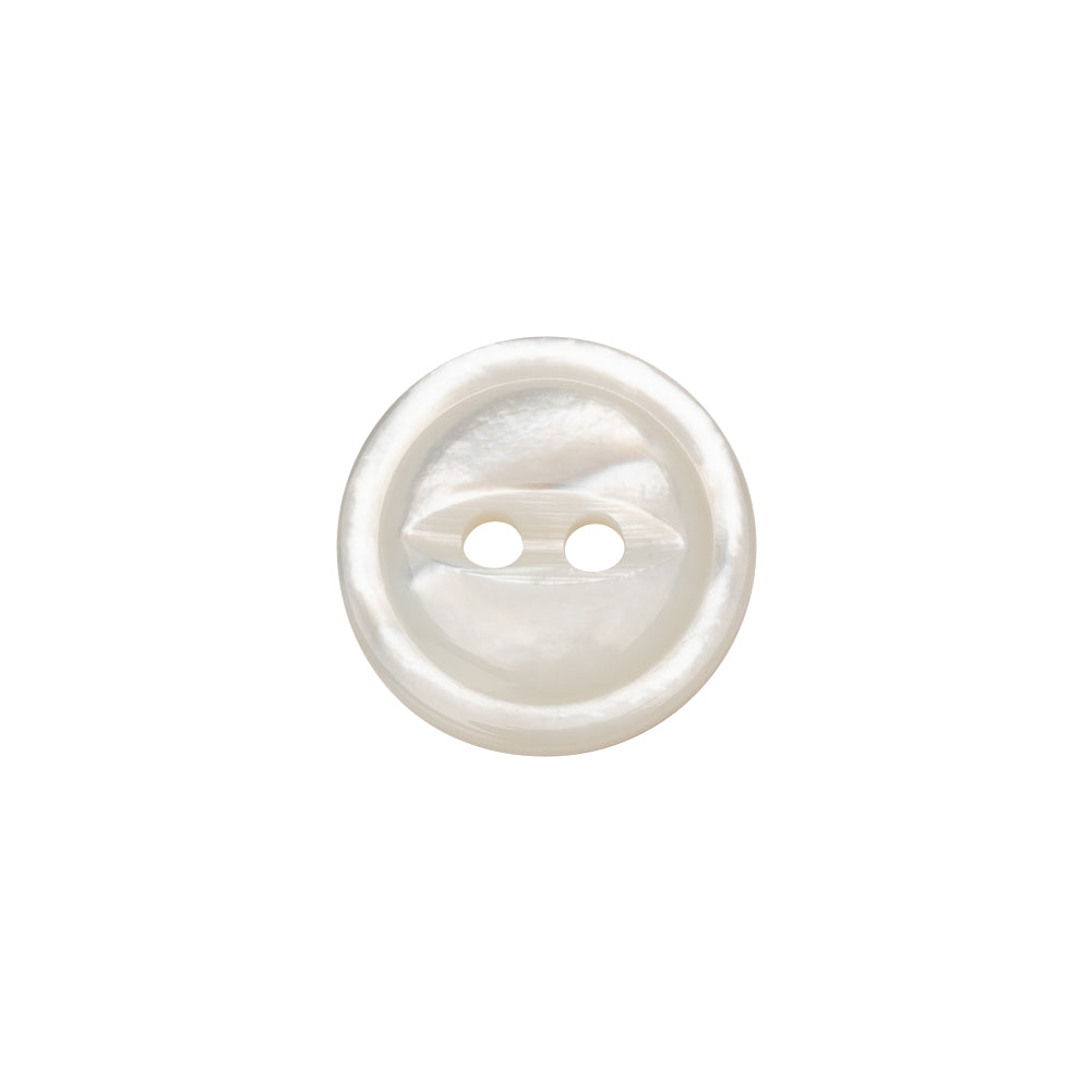 White Iridescent Fisheye 2-Hole Mother of Pearl Button - 24L/15mm
