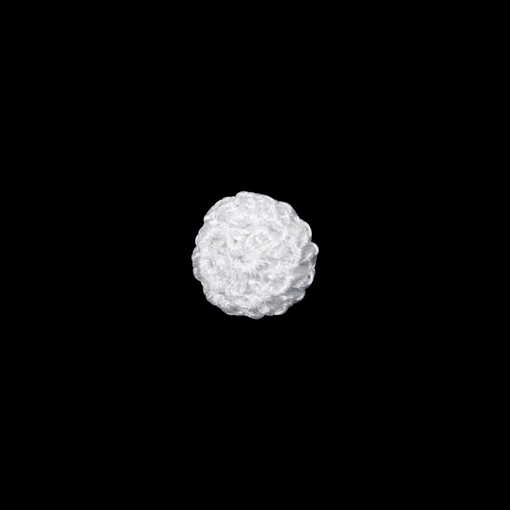 Optic White Crochet Fabric Covered Shank Back Button - 16L/10mm