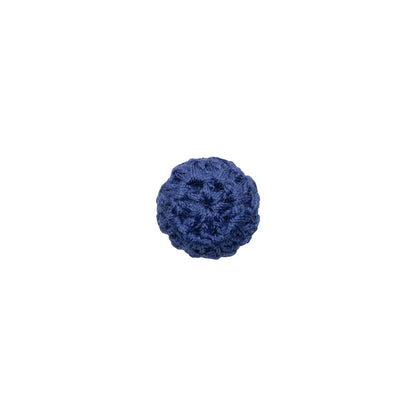 Matte Blue Crochet Fabric Covered Shank Back Button - 16L/10mm