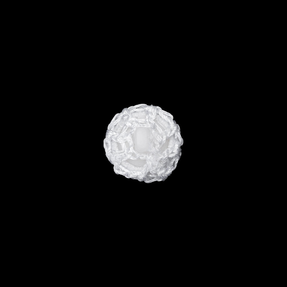 Optic White Crochet Fabric Covered Shank Back Button - 18L/11.5mm Detail