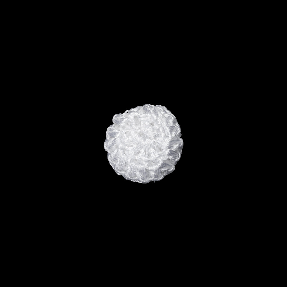 Optic White Crochet Fabric Covered Shank Back Button - 18L/11.5mm