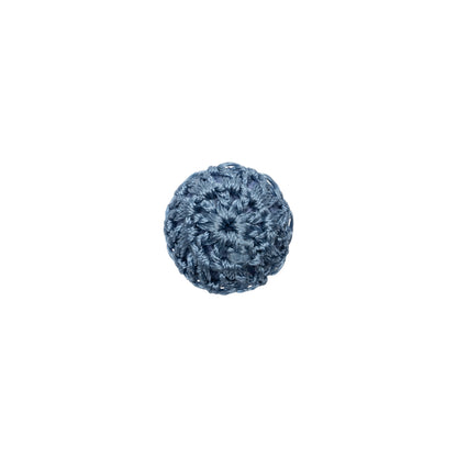 French Blue Crochet Fabric Covered Shank Back Button - 18L/11.5mm